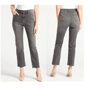 Edwin Bree Slim Straight Crop High-Rise Zip Fly Raw Edge Gray Jeans EUC - 30